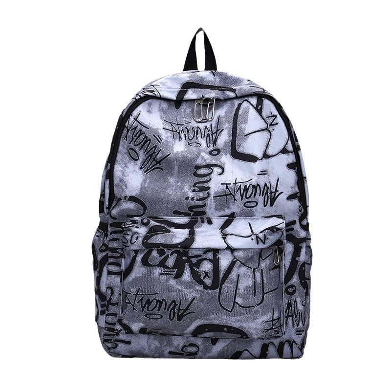 Picture of Niche Design Nylon Printed Backpack for Men and Women, Casual Large-Capacity Travel Backpack, College Student School Bag