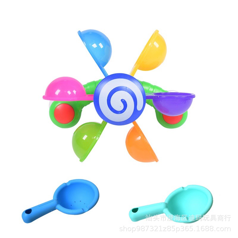 Picture of Cross-Border Children's Bathing Spinner Playing in the Water Windmill with Spoon Infant Bathroom Play Watercolor Rainbow Windmill Shower Toy