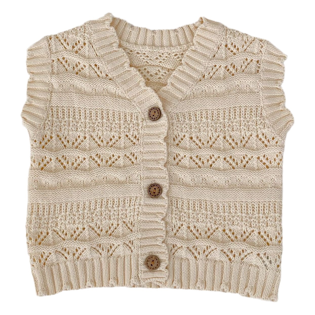 2025 Autumn Internet Celebrity Infants and Young Kidsren, Male and Female Babies, Baita Crochet V Neck Knitted Cardigan Sweater Vest Jacket
