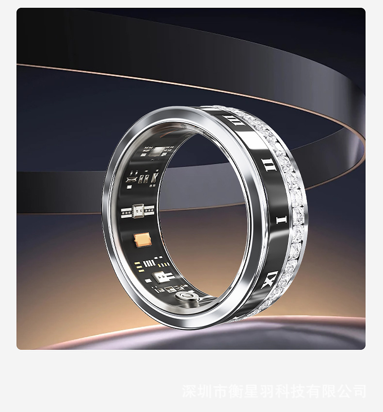Picture of V2 diamond smart ring titanium steel ring men's and women's personalized wedding ring jewelry bluetooth waterproof step sleep heart rate