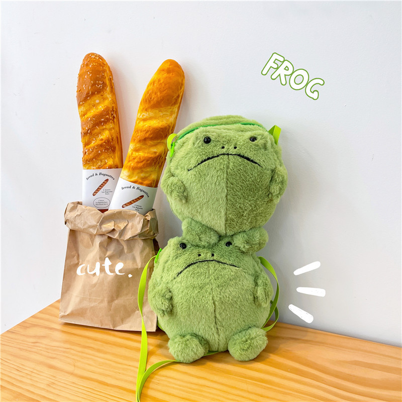 2024 New Ugly Cute Green Frog Doll Bag 2024 New Cute Girl Crossbody Bag Cartoon Student Shoulder Bag