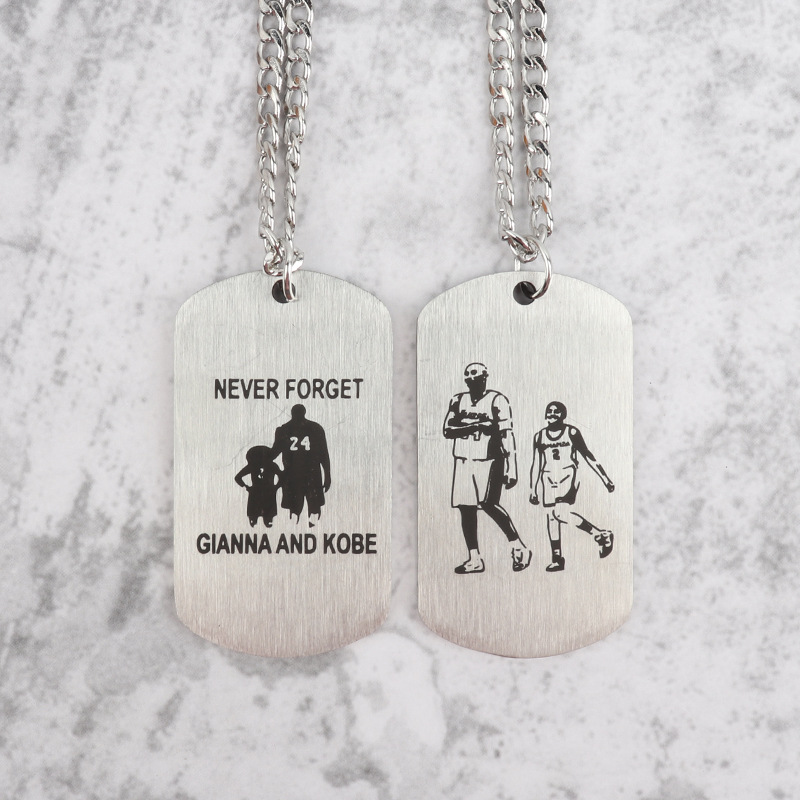 Picture of Necklace Kobe James Curry Owen Basketball Star logo Titanium Steel Necklace Pendant Commemorative Machinable Engraving