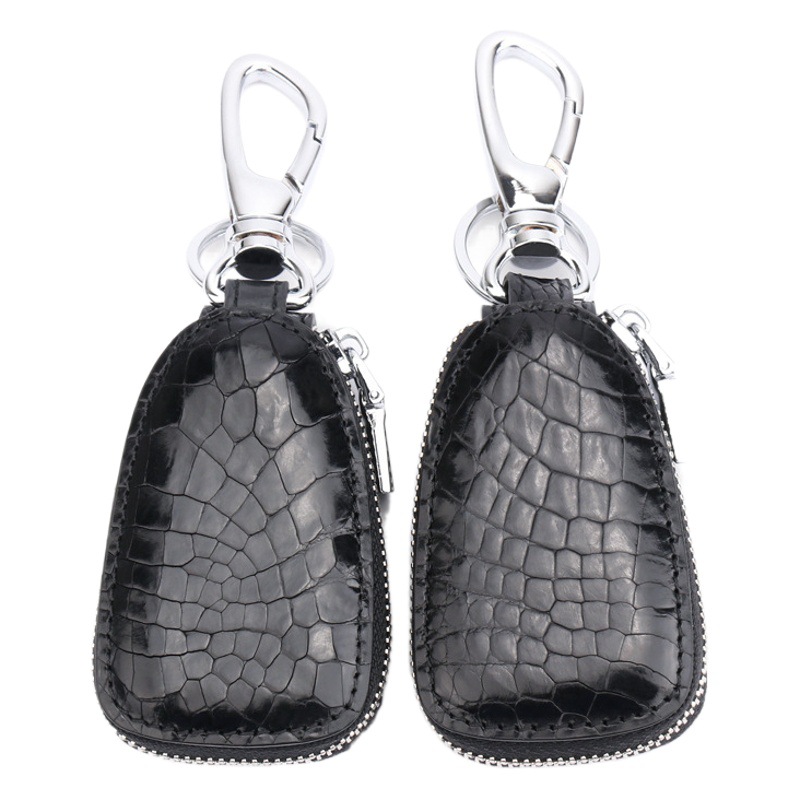 Siamese Crocodile Leather Key Bag for Men and Women Zipper Car Keychain Douyin Live Broadcast Genuine Leather Business Car Trinket