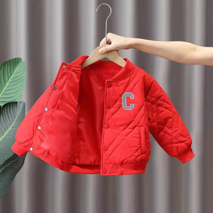 Picture of Boys' Quilted Baseball Jacket Winter Cotton Coat 2025 New Children's Autumn and Winter Stylish Boys' Lightweight Cotton Jacket