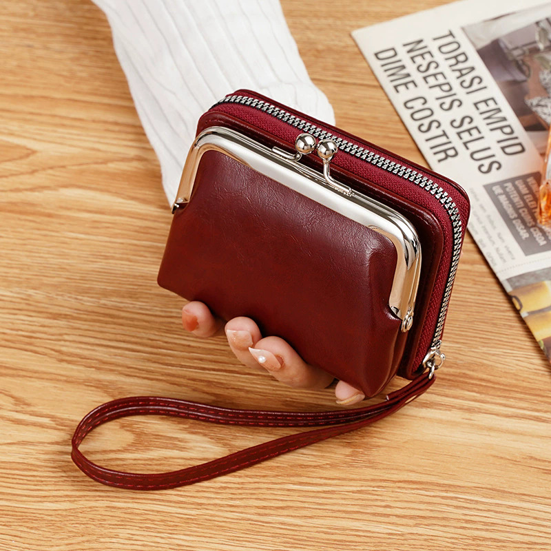 Picture of 2025 New Retro Style Clip Bag Personalized Mini Multi-Compartment Card Slot Card Bag Coin Bag Hand-Held Small Bag