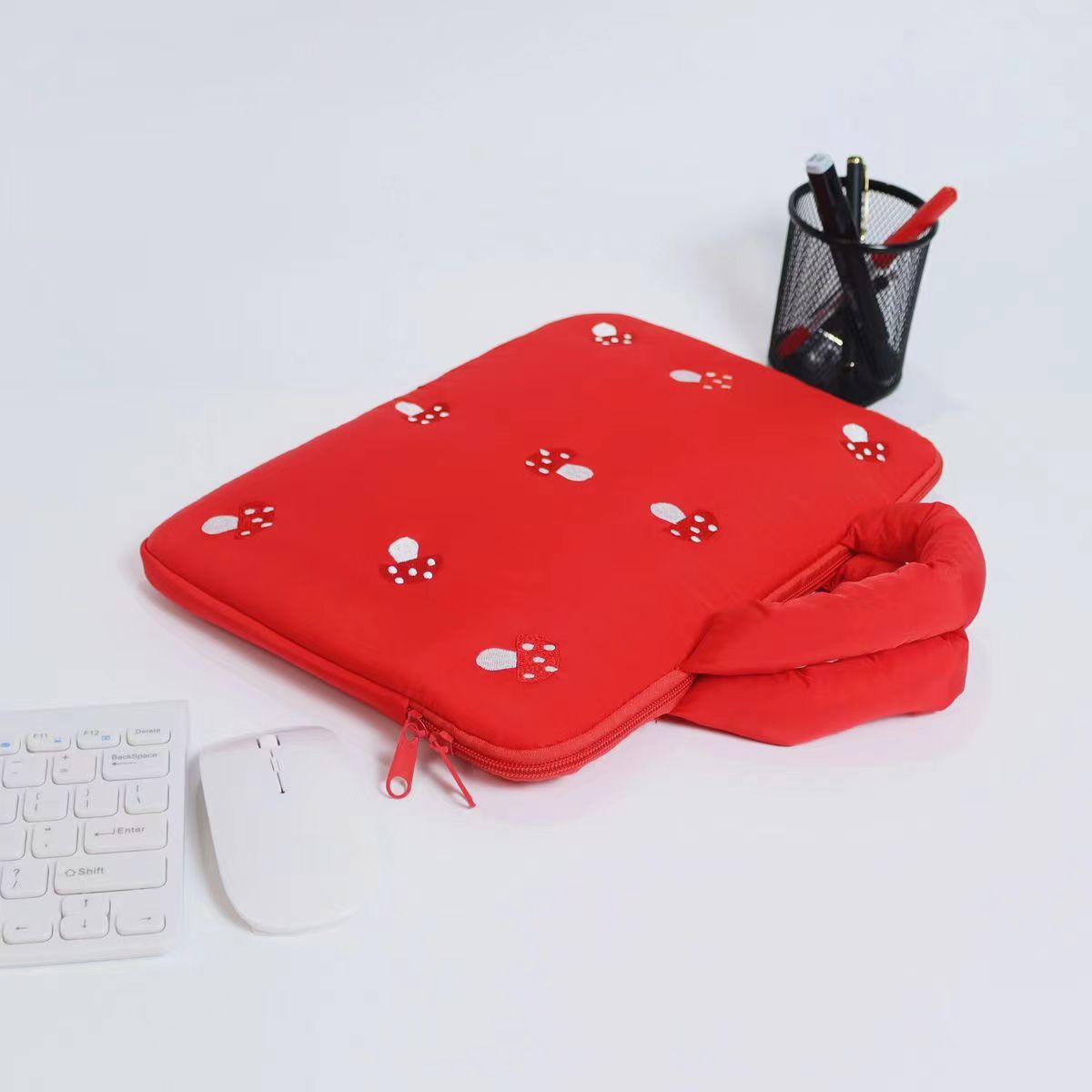 Picture of Little Mushroom Contrast Color Notebook Shockproof Computer Bag for Women Suitable for Apple 14inch 16inch Handbag iPad Storage