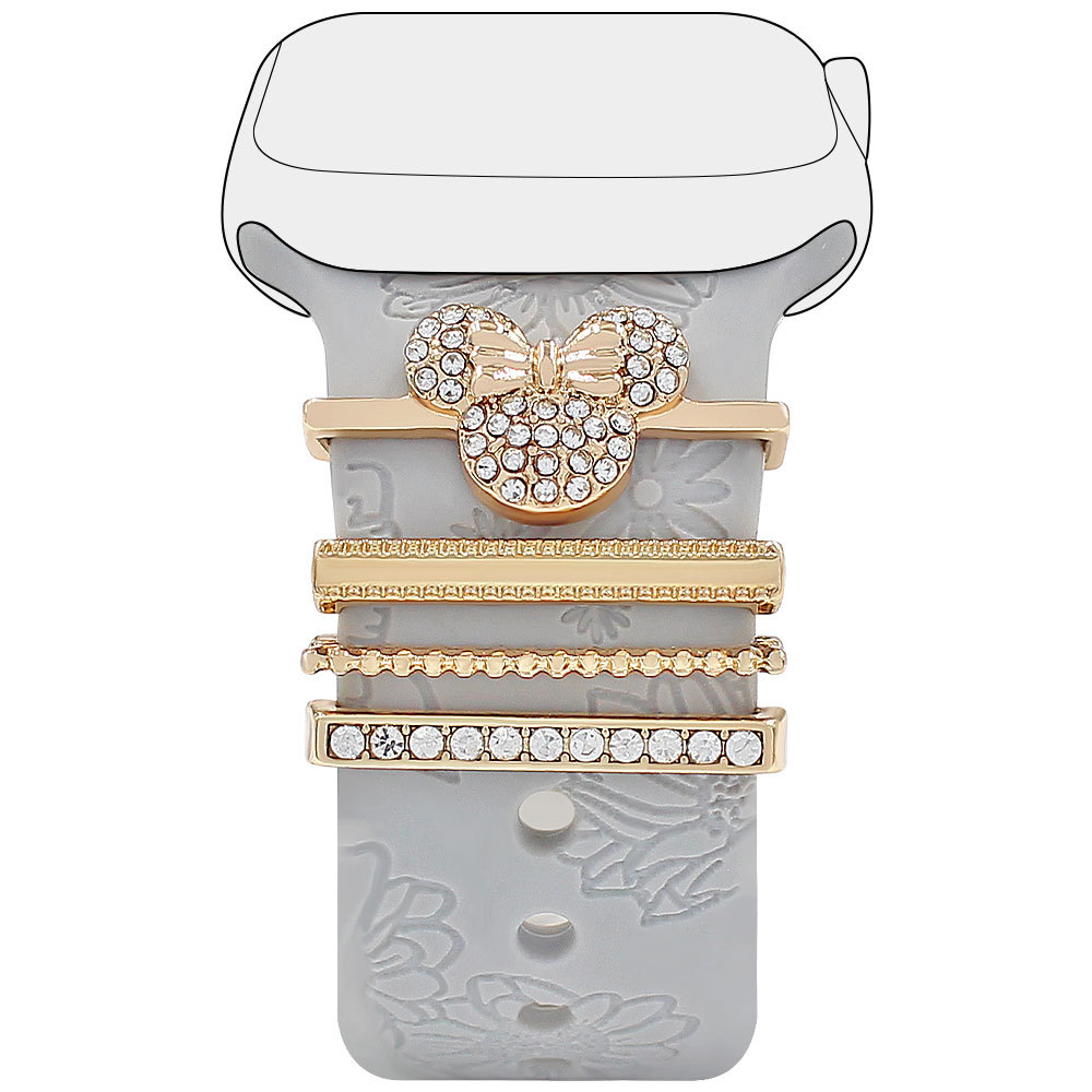 Picture of Applies to Apple Watch Watch Universal Silicone Strap with Diamond Cat Decoration