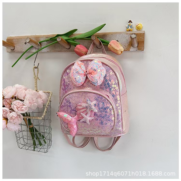 Picture of Mermaid PVC Children's Schoolbag New Sequin PVC Leather Schoolbag Kindergarten Girl's Backpack Lightweight Backpack