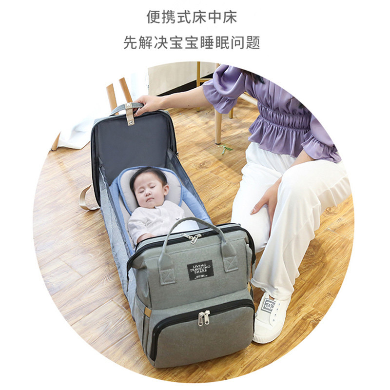 Picture of Portable Foldableing Mosquito Net Crib Mommy Bag Multi-Functional Outing Lightweight Large Capacity Casual Backpack Mother and Baby Bag