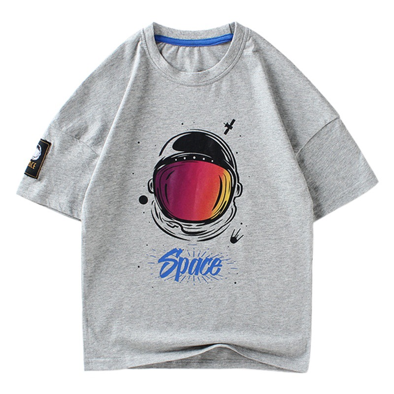 2024 Summer Children's Wear Korean Style New Boys' Short Sleeve Mid-Big Children's Cotton Cartoon Printed Top Children's T-Shirt