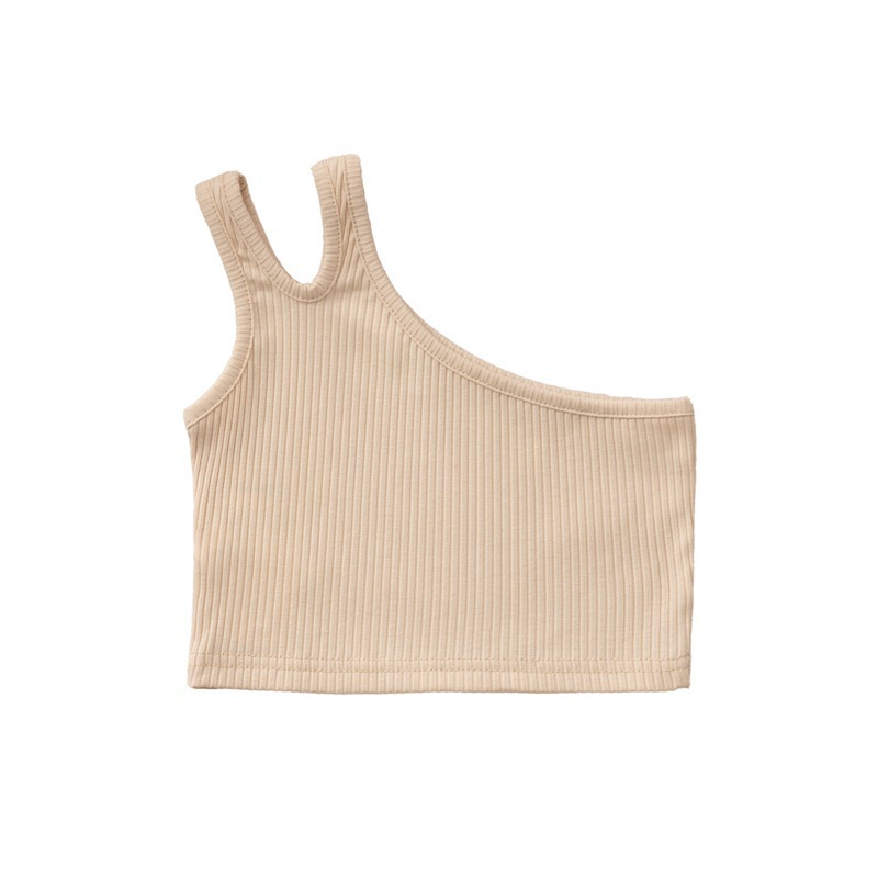 Picture of Cross-border Children's Wear Girl's Summer Vest 2024 New Foreign Trade Girl's Inclined Shoulder Irregular Strap Hundred Tower Top