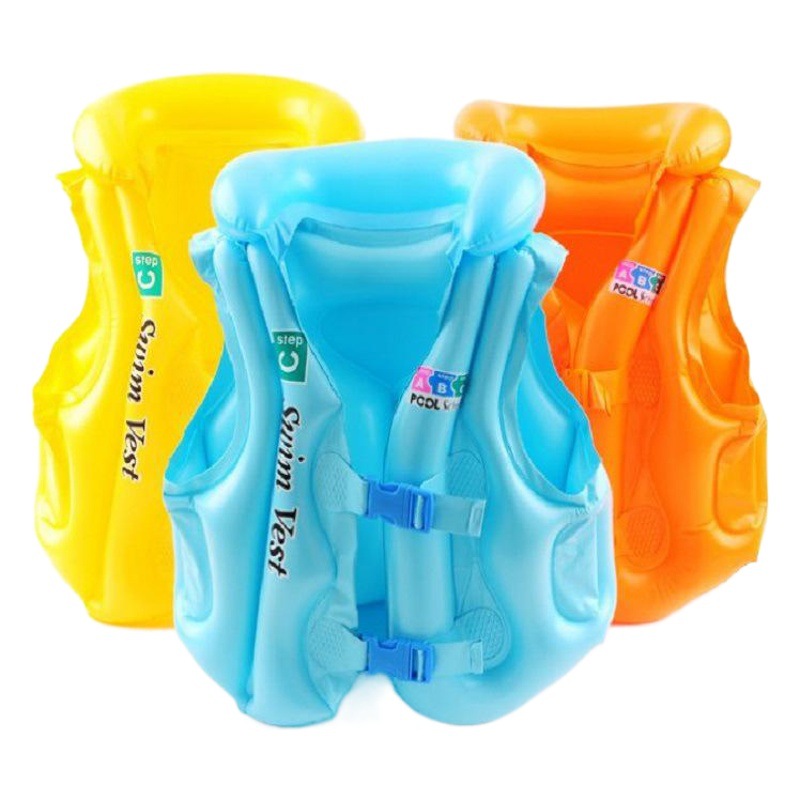 Spot supply thickened environmental protection PVC inflatable large, medium and small inflatable life jacket children's buoyancy jacket inflatable vest
