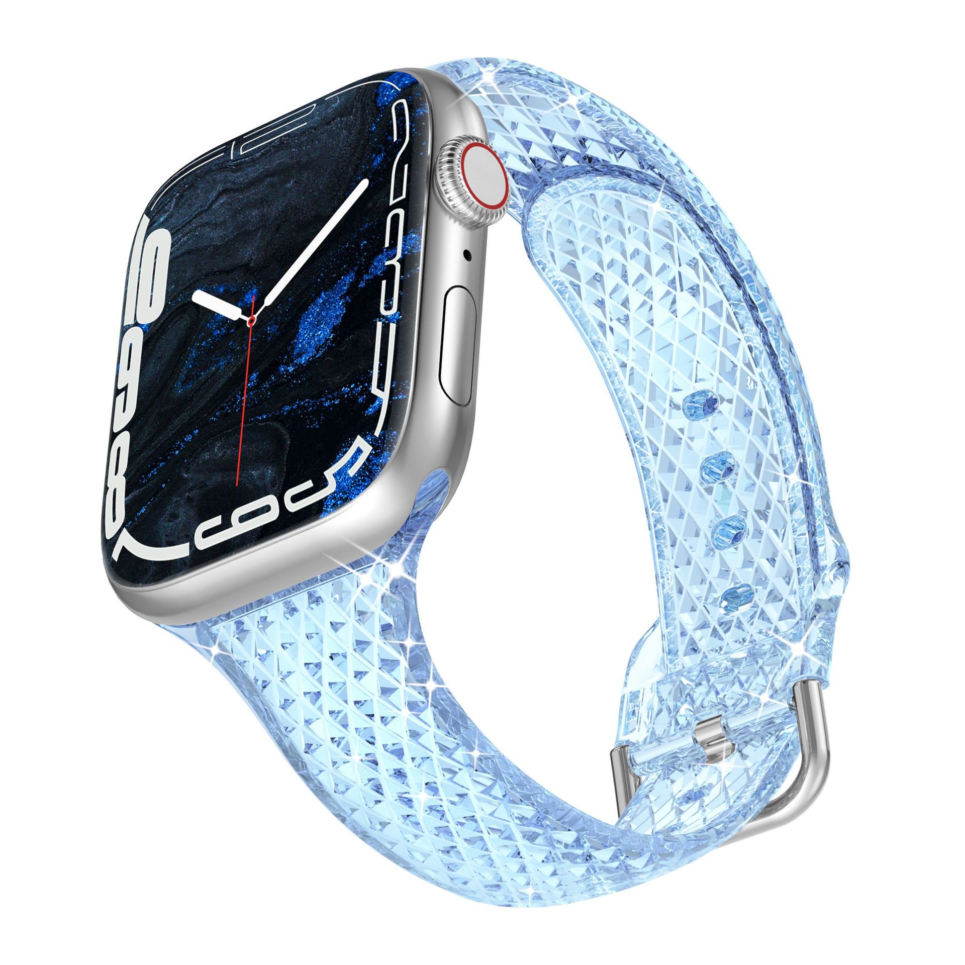 Picture of For Apple Watch Strap appleiwatch1-10 Generation S9 Diamond Pattern TPU Fine Strap Transparent Women's New