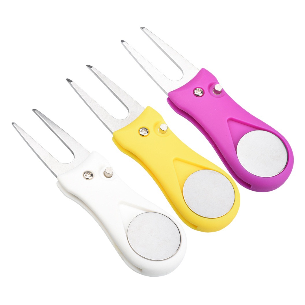Golf Green Fork Folding ABS Plastic Handle Metal Lawn Repair Tool Course Supplies Accessories