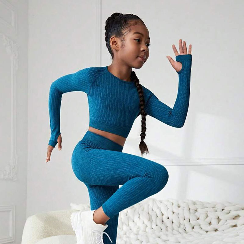 Girls' Yoga Clothing 2024 New Running Fitness Long Sleeve Pants Sports suit