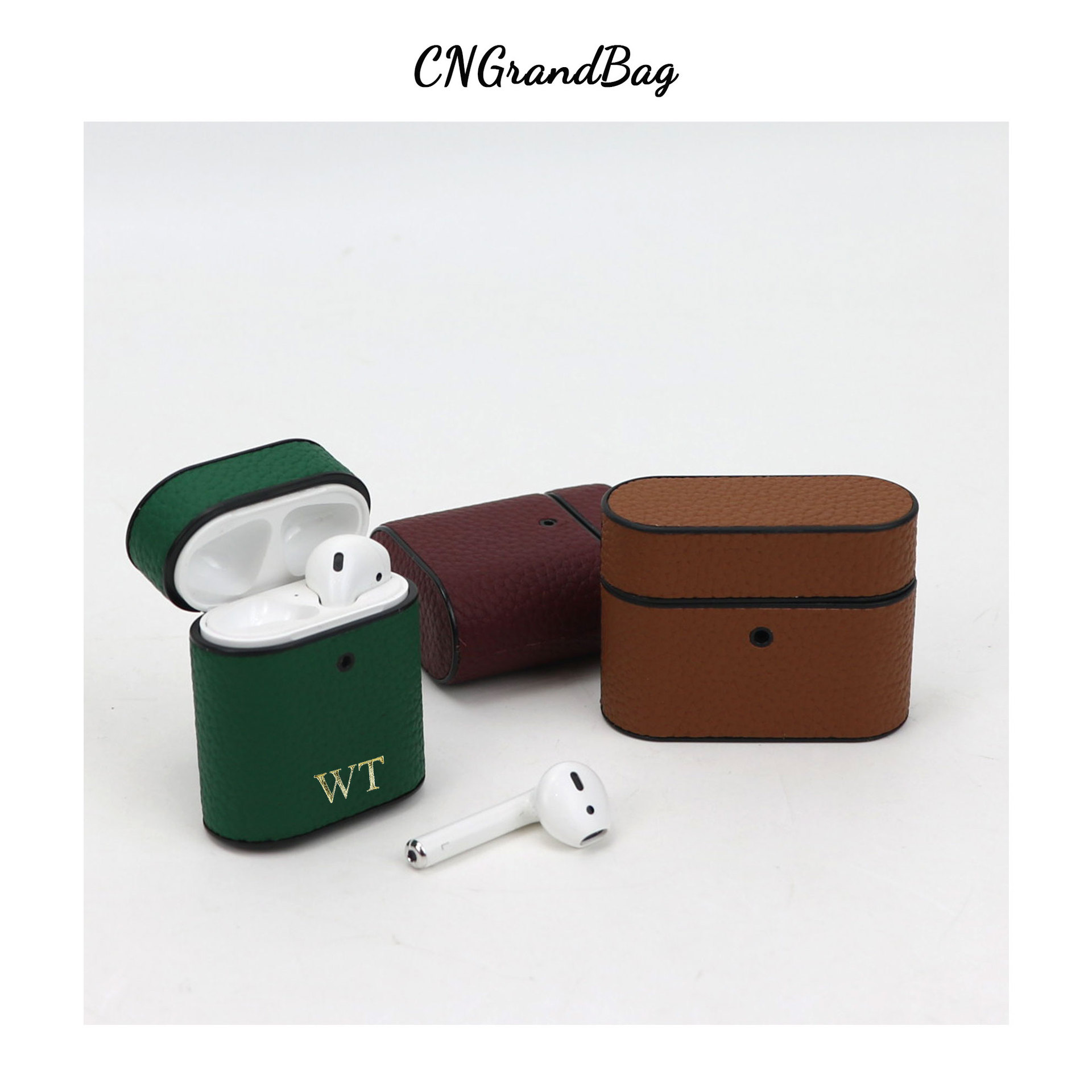 Picture of Suitable for Airpods 1/2/Pro Leather Case Genuine Leather Litchi Pattern Apple Wireless Bluetooth Headset Protective Case/Case