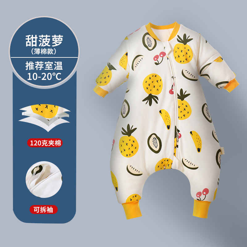 Picture of Spring and Autumn Thin Children's Sleeping Bag Constant Temperature Infant and Toddler Class a Split Leg Sleeping Bag Cartoon Pure Cotton Baby Sleeping Bag with Detachable Sleeves