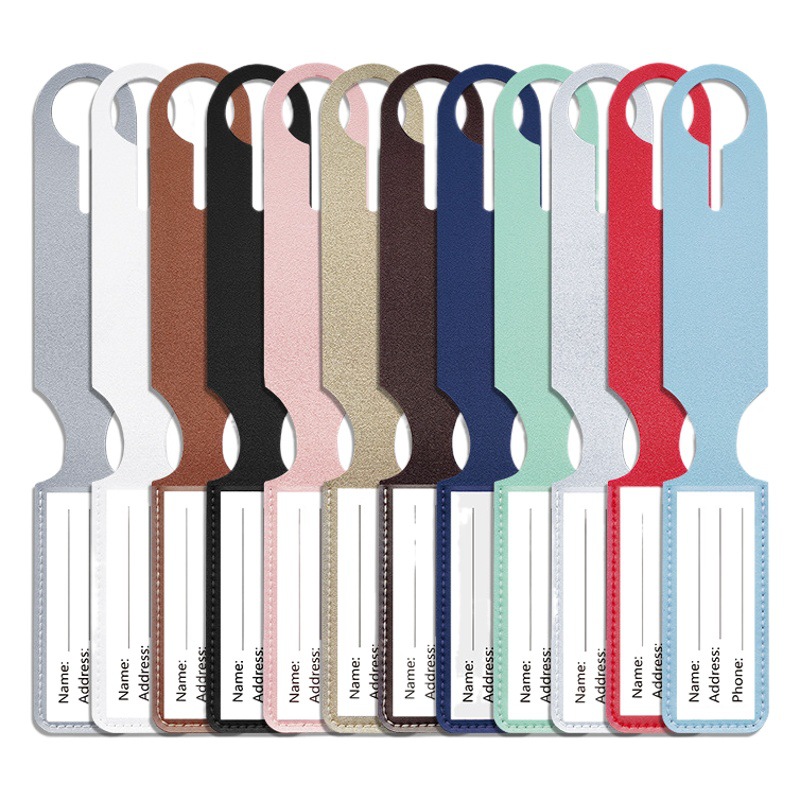 Fashion simple one-piece line PU Li brand luggage anti-lost simple lightweight consignment tag solid color luggage tag