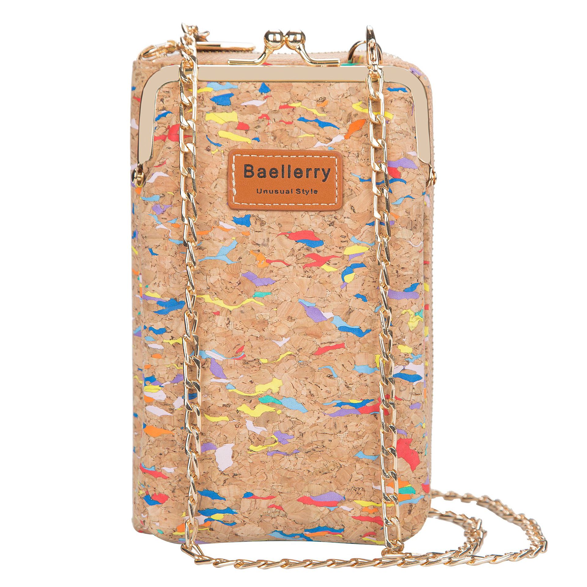 Picture of baellerry ladies wallet vertical wood grain mobile phone bag multi card wallet chain shoulder messenger bag wholesale