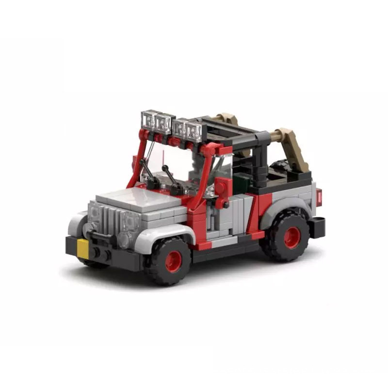 MOC Compatible Lego Small Particles Patchwork Toy Car Jurassic Park Jeep Sightseeing Car 25926