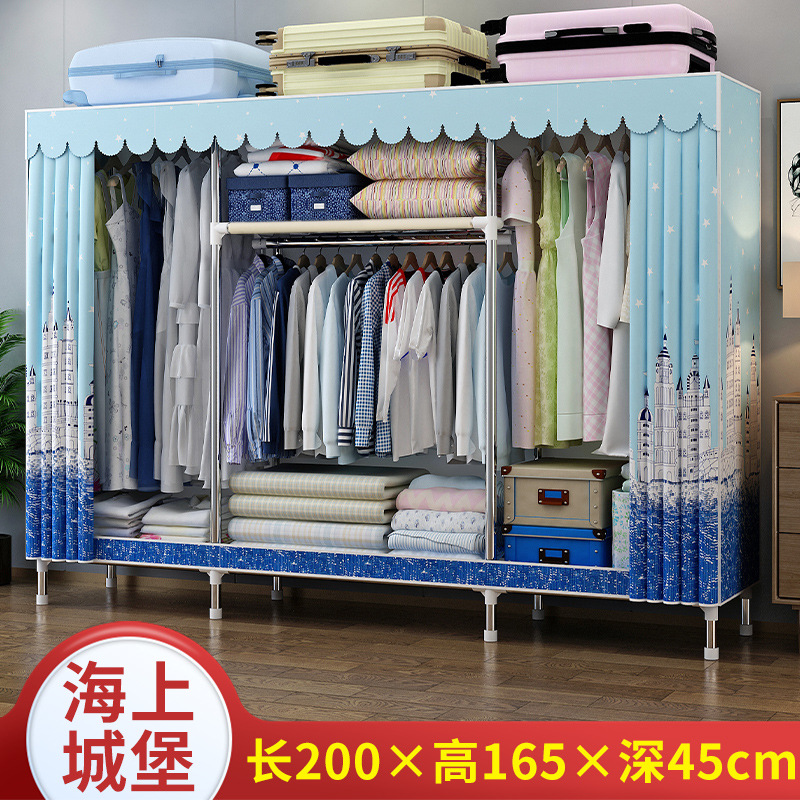 Picture of 2025 New Steel Pipe Fabric Wardrobe Simple Assembly Wardrobe Home Bedroom Cabinet Rental Single Wardrobe