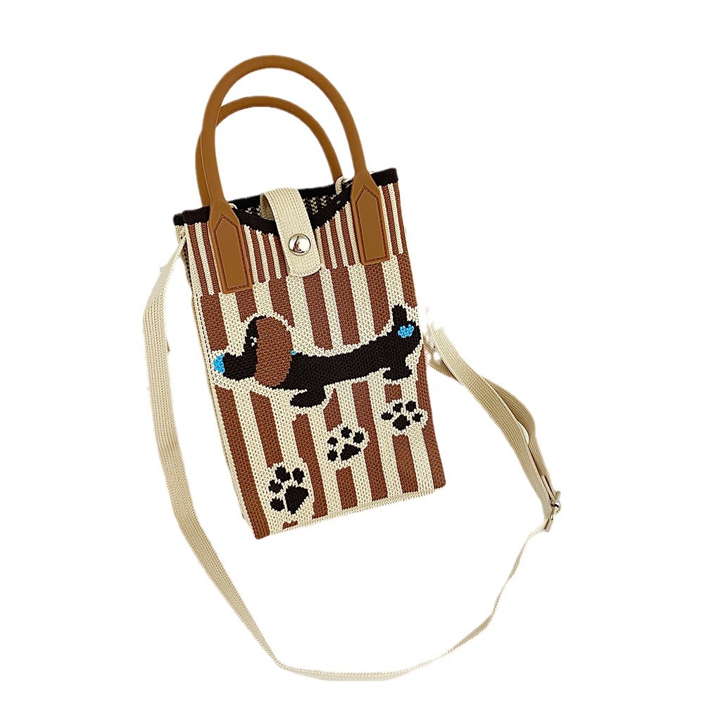 Picture of Shoulder Crossbody Mobile Phone Bag Cute Knitted Hand Bag Cartoon Large Capacity All-match Coin Purse Handbag Wholesale