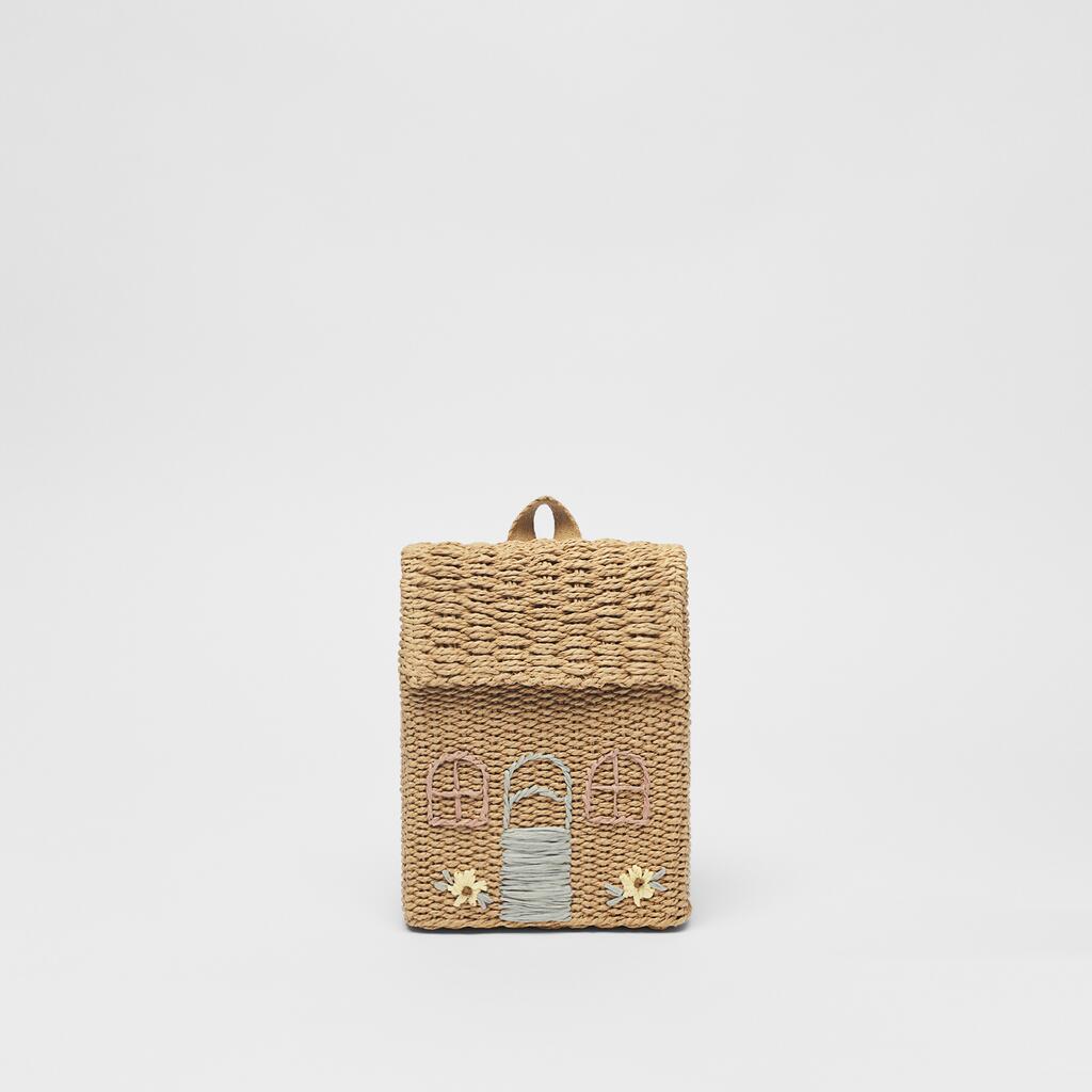 Children's Backpack Girl's Straw Bag Student's Bag New Children's Bag Cute Small House Woven Backpack Mini