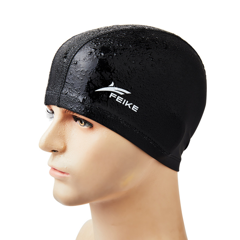 Picture of High-End Pu Cloth Hot Spring Swimming Cap for Men and Women Pure Color Swimming Cap Zipper Bag High-End Swimming Cap Adult Swimming Cap Wholesale