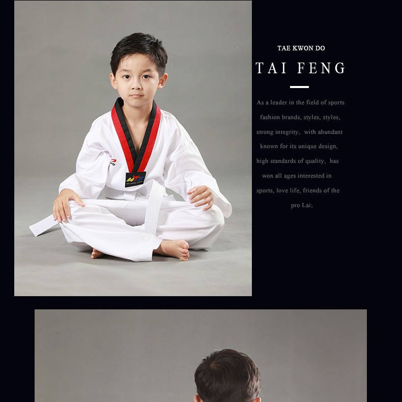 Picture of Pure Cotton Adult Taekwondo Uniforms, Children's Taekwondo Uniforms, Long-Sleeved Men's and Women's Short-Sleeved Taekwondo Clothing, Coach Uniforms
