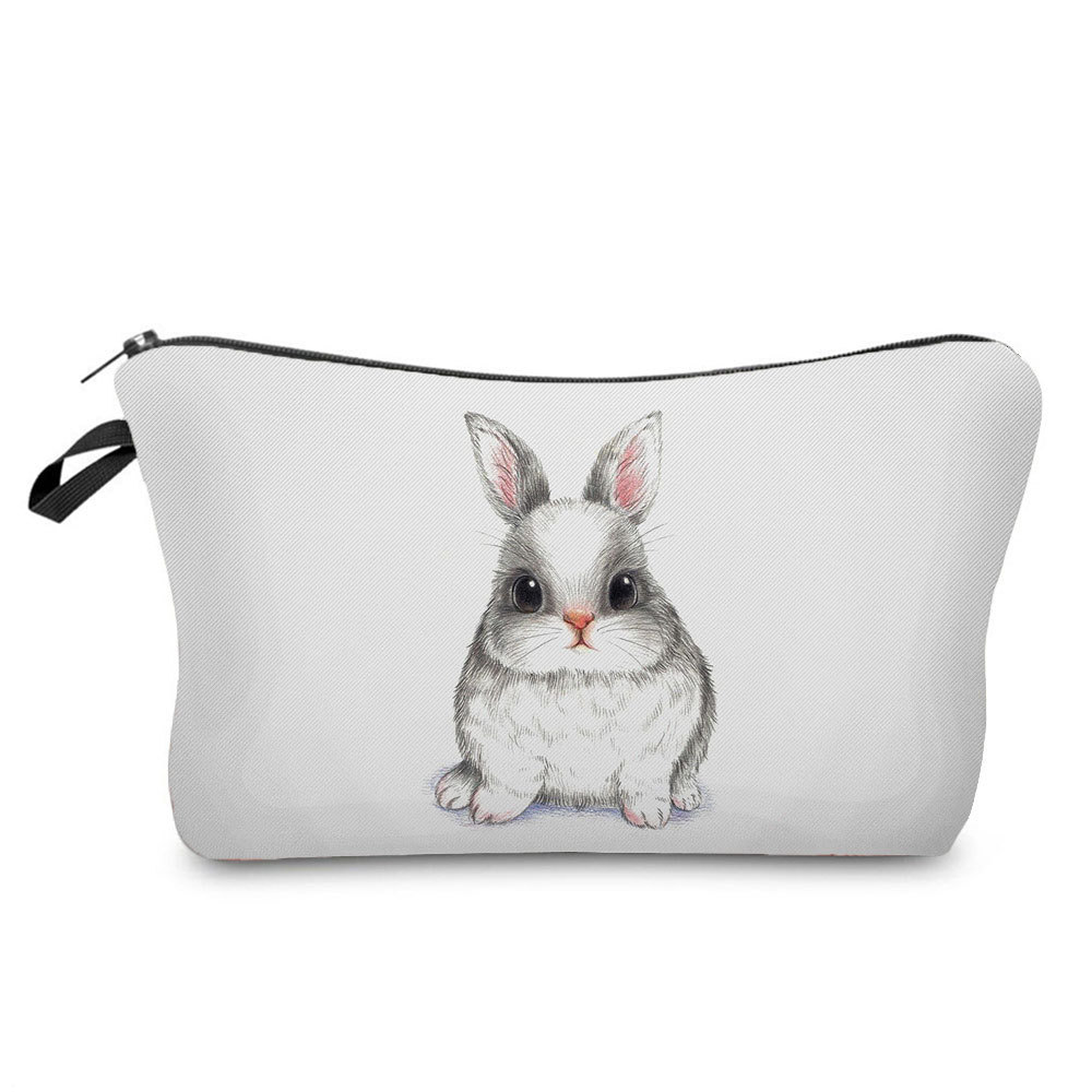 Picture of Trendy cartoon new rabbit printed cosmetic bag fashionable cute drop-resistant storage bag large capacity wash bag