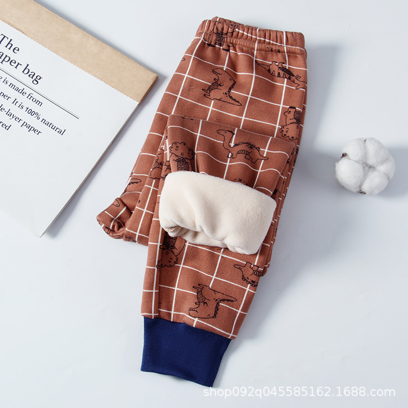 Picture of Children's Warm Pants Fleece-lined Thickened Boys' and Girls' Autumn and Winter Pants Baby's Inner Wear Children's Sleeping Pants Leggings