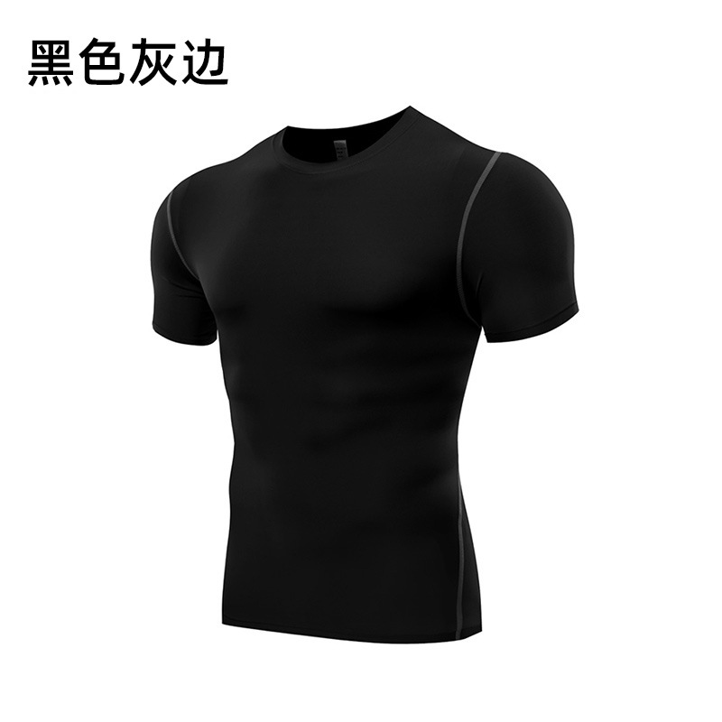 Picture of Sports Short Sleeve Men's Quick-Dry T-Shirt Stretch Tight PRO Football Basketball Training Base Clothes Running Fitness Top