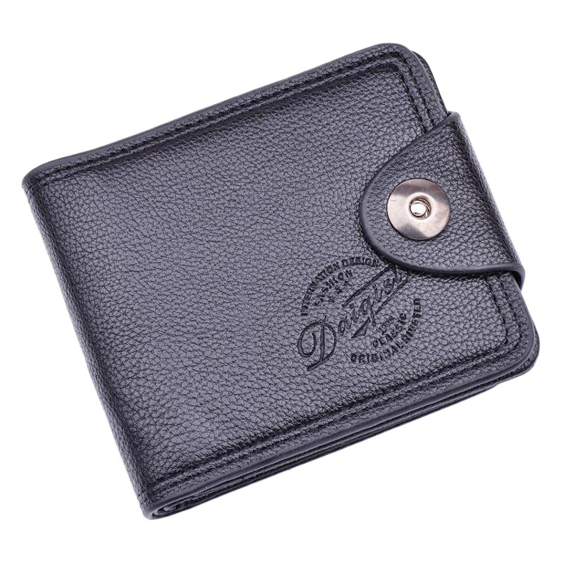 New Men's Wallet, Men's Short Wallet, Fashionable European and American Magnetic Buckle Multi-Card Slot Card Holder, Large Capacity Pebbled Wallet