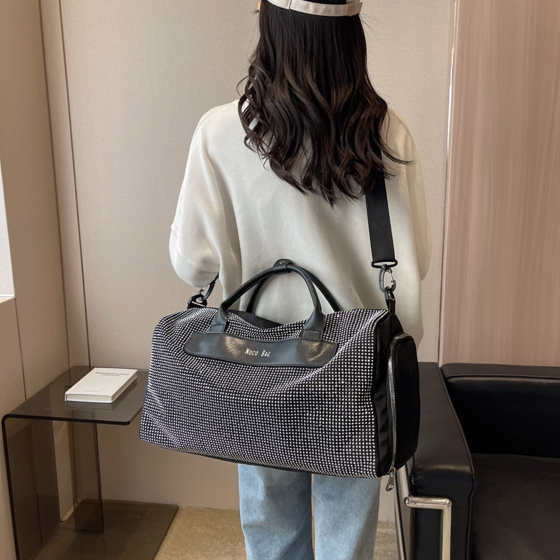 Picture of Travel Bag 2023 Women's short-distance yoga sports fitness bag independent shoe warehouse Diamond-embedded business trip boarding portable luggage bag