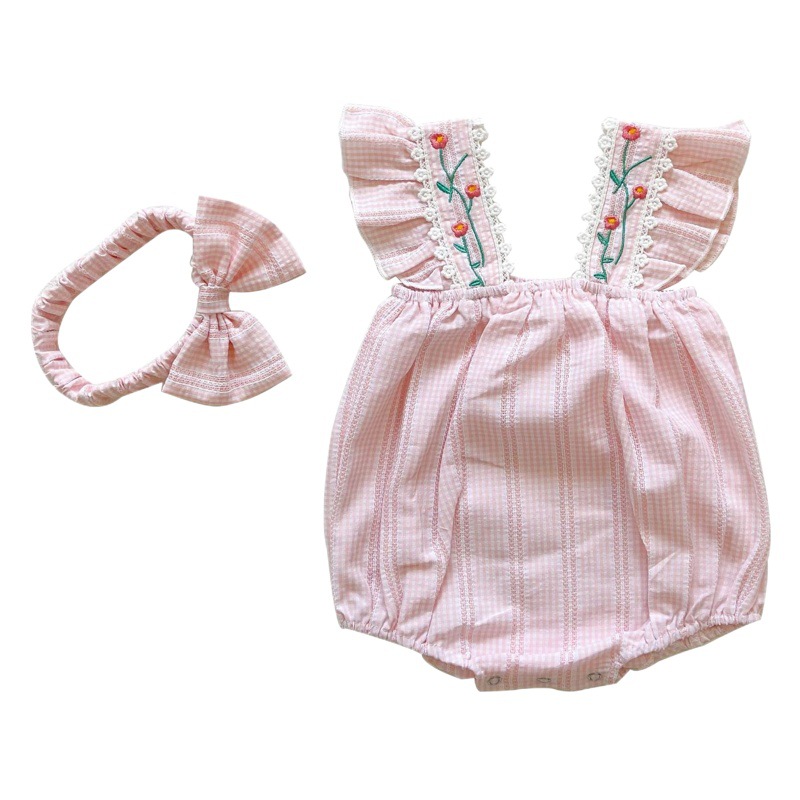 Ins2025 Summer Baby Jumpsuit Sleeveless Harem Korean Style Plaid Jacquard Baby Bag Fart Clothing Outing Clothing
