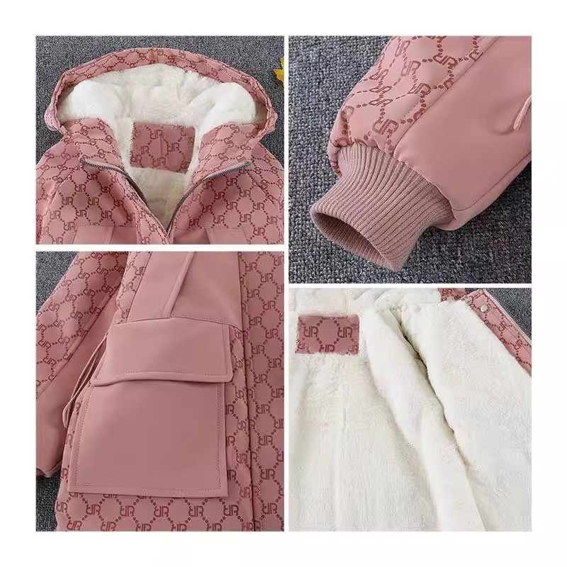 Picture of Women's Fashionable Children's Cotton-padded Coat Autumn and Winter New Children's fleece-lined Thickened Cotton-padded Clothes Mid-length Children's Fashionable Mid-length Pike Clothes