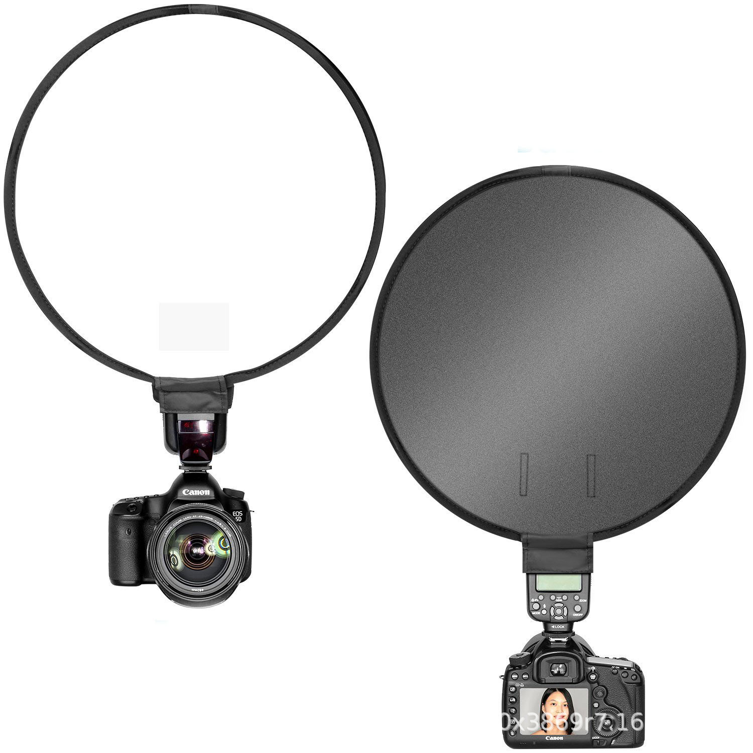 Picture of Camera Top 30/40 Flash Round Gray Card Soft Light Cover Black and White Cloth Cover Cone Type Soft Light Box Silver Whiteboard