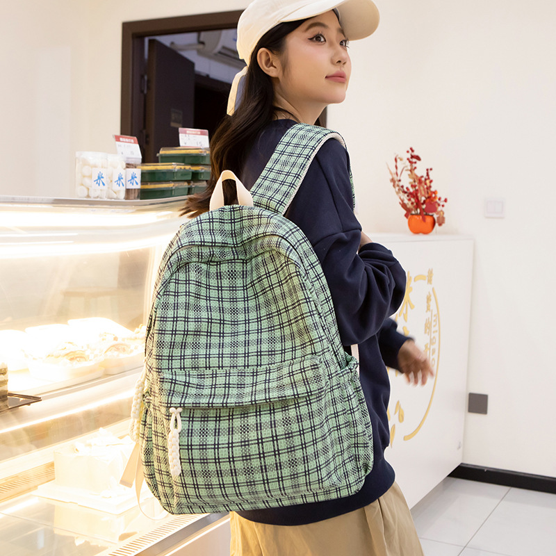 Picture of College style Plaid schoolbag new Ruiying artistic high-looking middle school student backpack casual large capacity backpack