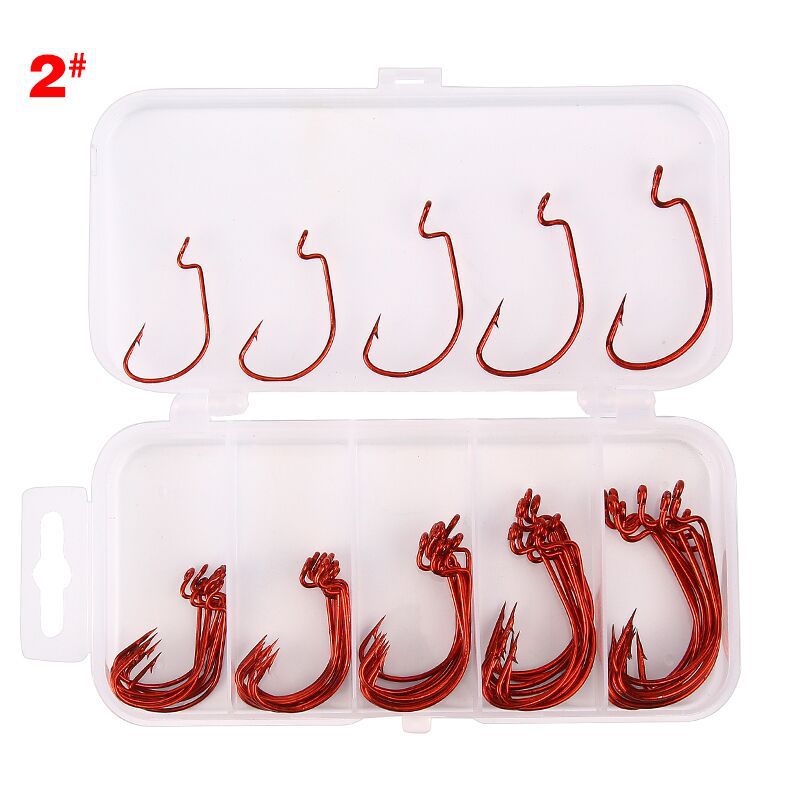 Picture of Luya bait wide belly crank hook Soft Bait hook box 51 pieces crank hook box fishing gear accessories