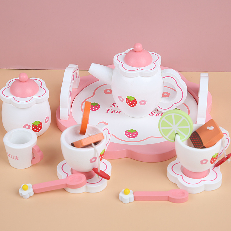 Picture of Children's kitchenware toy girl suit gift lemon white afternoon tea set simulation play house kitchen tableware