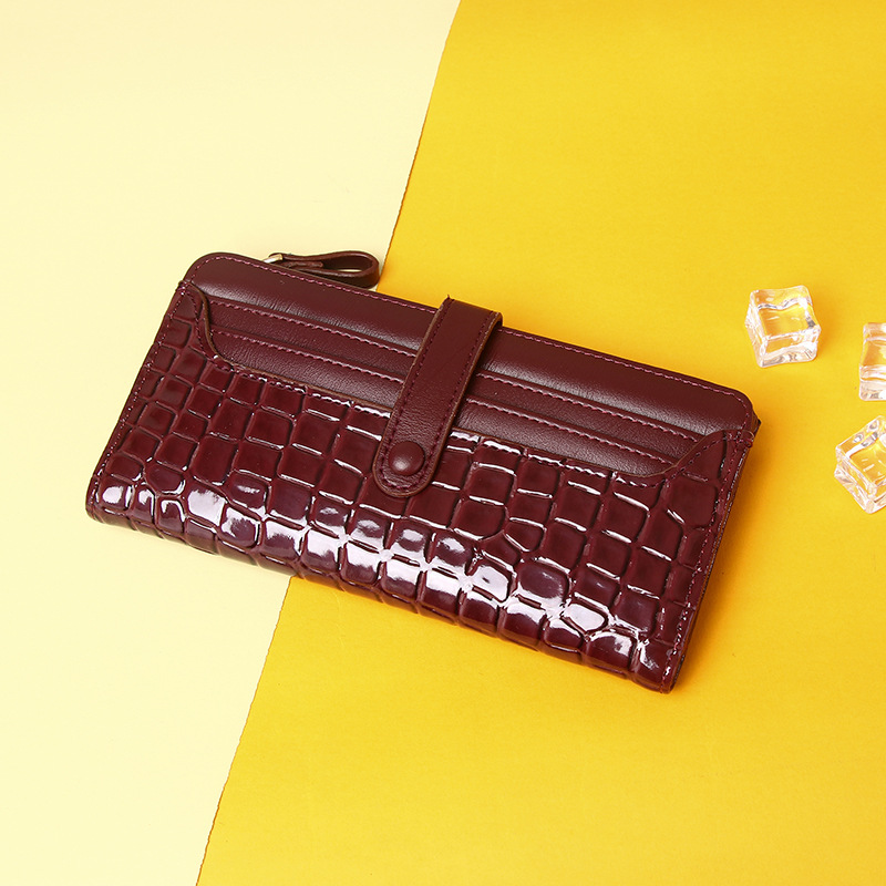 Picture of Cross-Border New Wallet Crocodile Pattern Zipper Multi-Card Slot Solid Color Simple Wallet Long High-End Large-Capacity Wallet