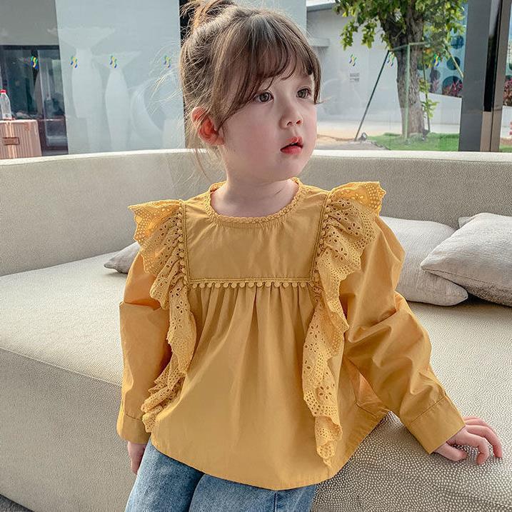 Girls' autumn shirt top 2024 New Western style children's clothing baby long sleeve Western style shirt children's clothes fashion