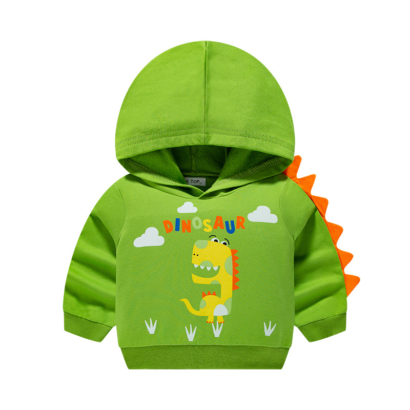 Picture of 2025 Kidsren's Clothing Autum New Kidsren's Hooded Cartoon Dinosaur Sweatshirt Pure Cotton Boy Baby Knitted Pullover Trendy