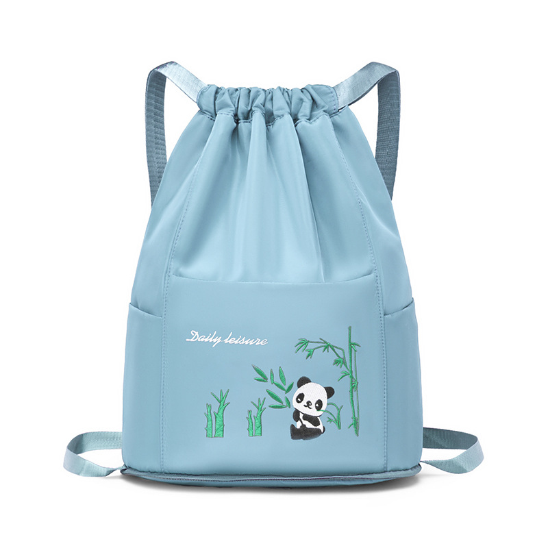 Picture of Drawstring Girdle Portable Foldable Large Capacity Embroidery Bag Backpack Dry and Wet Separate Bag Portable Shopping Bag