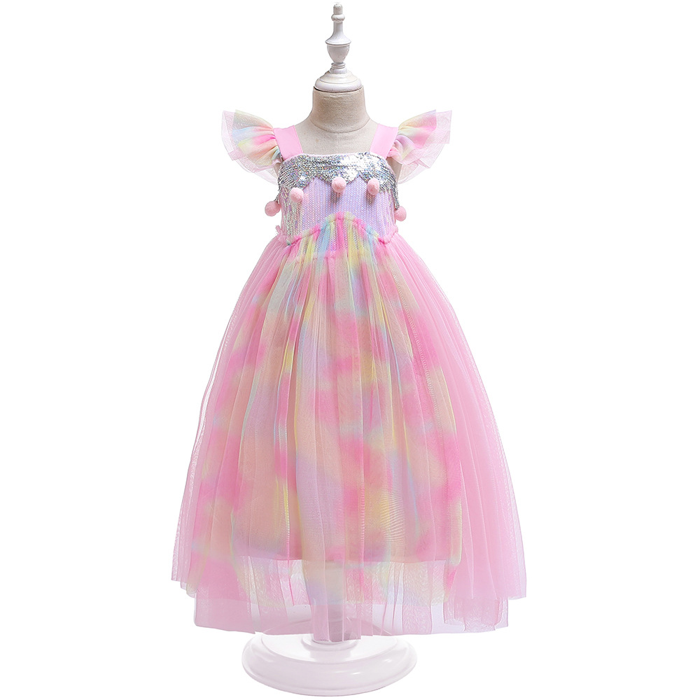 Picture of 20.23 million Christmas Dress Children Unicorn Dress Girl's Gauze Rainbow Princess Dress Cotton 4-12 Years