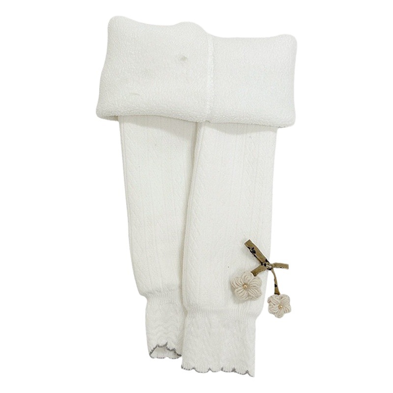 Fleece-lined girls' leggings autumn and winter high waist baby pants thickened cropped socks children's leggings outer wear warm