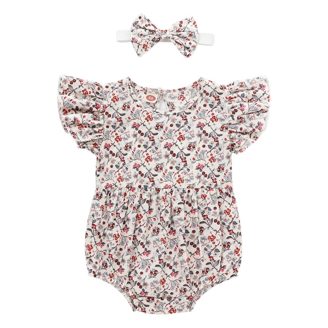 Children's Summer Newborn 0-2 Years Old Floral Flying Sleeves Sleeveless Baby Bag Fart Clothes Triangle Crawling Baby Clothes