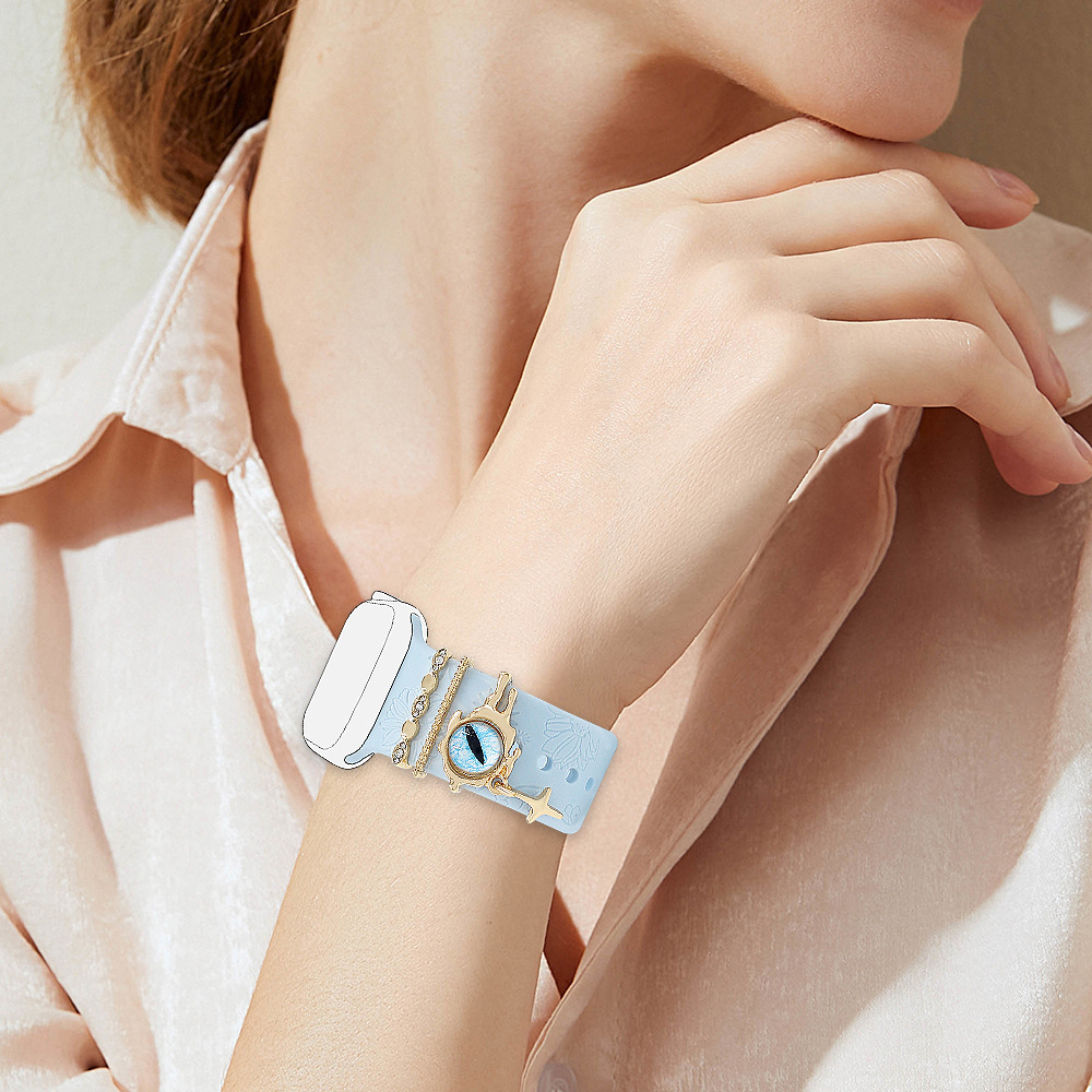 Picture of Apple Watch Watch Universal Silicone Strap with Diamond Blue Eyes