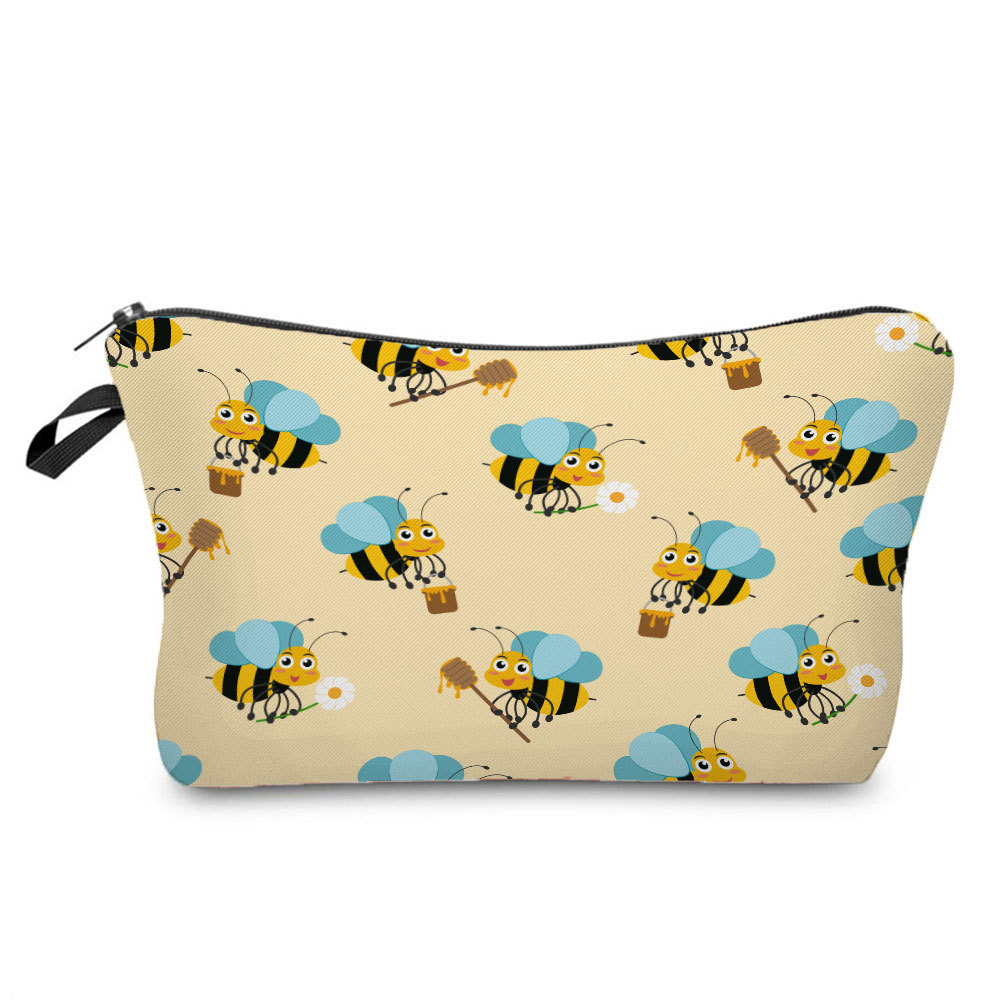 Picture of New arrival cute industrious Bee Printing cosmetic bag dumpling bag lipstick dumpling-shaped bag