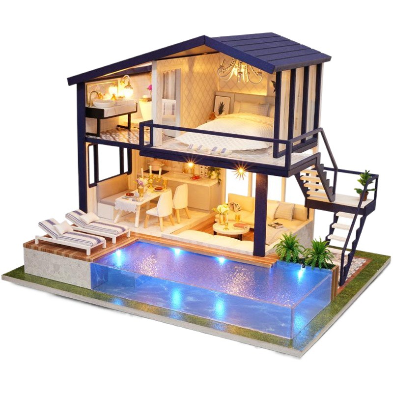 Zhiqu House diy House Time Apartment Hand-assembled Wooden Villa Model Creative Doll House Birthday Gift